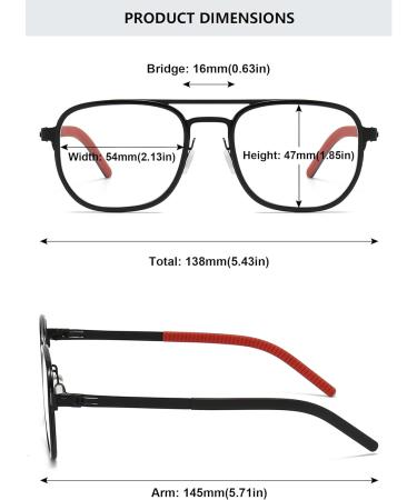 Magimodac Metal Blue Light Filter Glasses for Men & Women - Anti Blue Light Thin Frame Nerd Glasses - Model 072 Bright Black - Buy Online on GoSupps.com
