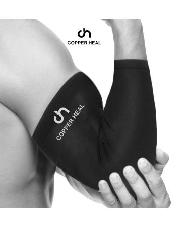 COPPER HEAL Elbow Compression Sleeve - Large (Pack of 1) - Support Stiff Muscles, Joints & Tendonitis - Guaranteed Recovery Brace with High Copper Content - Buy Online on GoSupps.com