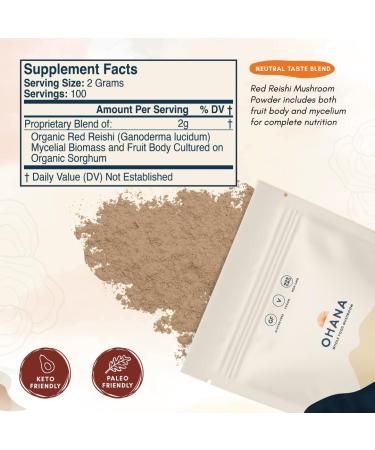 Ohana Red Reishi Organic Mushrooms Powder Blend USDA-Organic Whole Food Mushroom Supplement Non-GMO Gluten-Free 3.53 oz Bag Pack of 1 Reishi Powder 3.53 Ounce (Pack of 1) - Buy Online on GoSupps.com