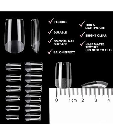 240PCS Short Fake Nails - Half-Matted Manicure Tips 12 Sizes for Beginners & Salons | Square Artificial Nail Set - Buy Online on GoSupps.com