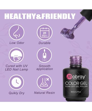 Mobray 6 Colours Gel Nail Polish Grape Purple Set Violet Glitter U V Gel Polish 8ml/pc Soak Off U V LED Nail Lamp Gel Nail Kit - Buy Online on GoSupps.com