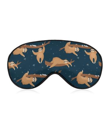 Sloth Play in Winter Sleep Mask Eye Cover for Sleeping Blindfold with Adjustable Strap Blocks Light Night Travel Nap for Men Women