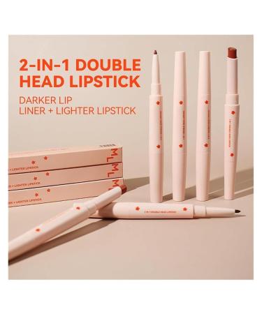 2 in 1 Double Head Lipstick & Lip Liner Set - Waterproof 24 Hour Nude Lipstick for Women | Creamy Lip Pencil | International Shipping - Buy Online on GoSupps.com