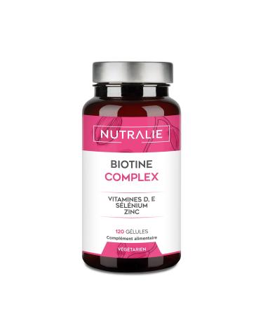 Biotine cheveux 10000 mgc - Cheveux Peau et Ongles - Vitamines E D Zinc S l nium - 120 Capsules V g tarien Nutralie