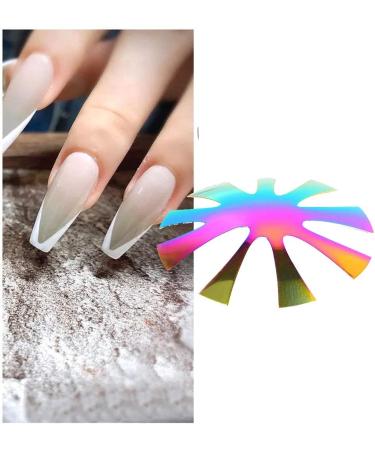 Easy French Smile Cut Line Edge Nail Cutter Acrylic Easy French Smile Cut V Line Tips Manicure Edge Trimmer Almond Shape Pro 9 Size Nail Art Template Tool (3Pcs - Colorful) - Buy Online on GoSupps.com