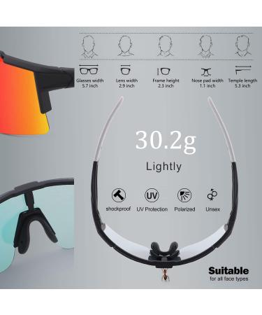 Banglong Polarized Sunglasses - Men's & Women's UV 400 Protection with 3 Interchangeable Lenses for Outdoor Sports Cycling Running & Golf - Black/Red - Buy Online on GoSupps.com