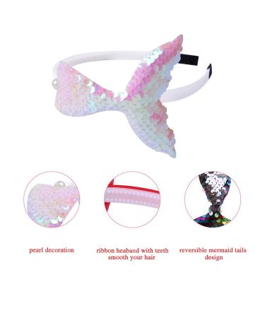 10pcs Girls Sequins Mermaid Party Headbands with Pearl Hair Accessories - Reversible Fish Tail Design for Toddlers & Kids - Buy Online on GoSupps.com