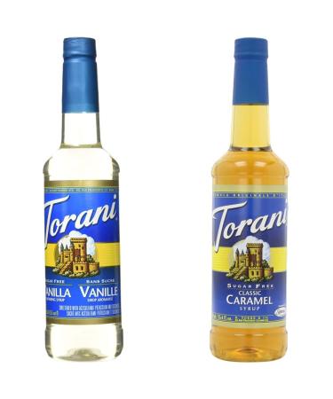 Torani Sugar Free Vanilla Syrup PET Bottle 750 milliliters & Sugar Free Caramel Classic Syrup Pet Bottle 750 milliliters