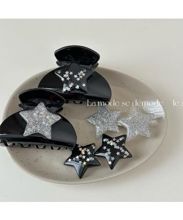 XIAHIOPT Sequins Star Claw Clip for Women Cool Girl Hair UpdoHair Styling Accessory for Thin Hair French Jaw Clip Black Star Grab - Buy Online on GoSupps.com