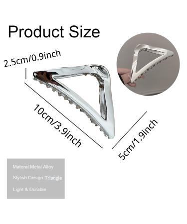 Sleek Silver Metal Claw Clip for Thick Hair - Geometric Design | Elegant Hair Styling Accessory for Women - Buy Online on GoSupps.com