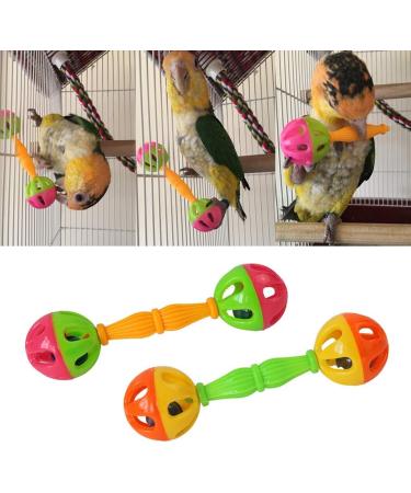 2 Pcs Bird Parrot Toy Rattle Birds Fun Exercise Plastic Double-Headed Bell Pet Toys - Buy Online on GoSupps.com