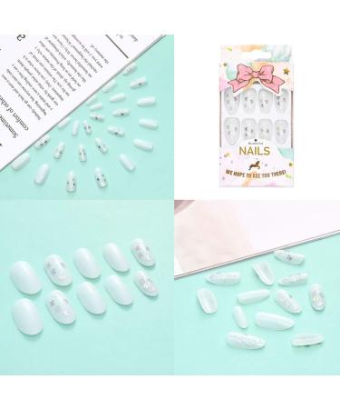 Sethexy Long Glossy Oval False Fingernails Sparkling Butterfly Design | 24pc Laser Complete Cover Acrylic Press-On Nail Tips for Women & Girls - Buy Online on GoSupps.com