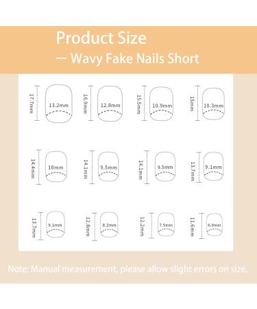Short Nude Wavy Fake Nails - 24Pc Square Full Cover Acrylic Nails with Glue for Women & Girls - Buy Online on GoSupps.com