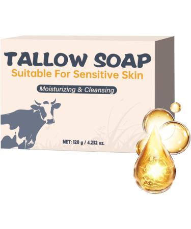 Beef Tallow Soap Bar Natural Soothing Cleanser 3.33x2.44 inches Relaxing Facial Wash Ingredients Moisturizing Body Soap for Bath Shower and Shaving - Buy Online on GoSupps.com