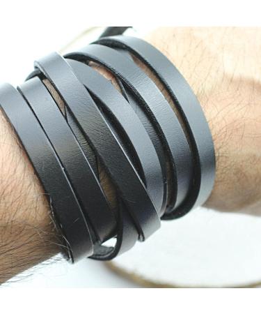10mm Flat Genuine Leather Cord - 1.09 Yard Strip for DIY Jewelry Making - Black - Buy Online on GoSupps.com