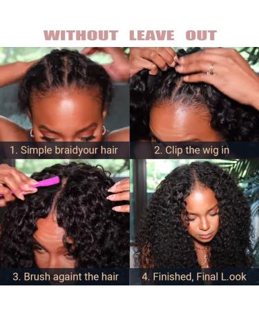 Ainmeys 16 Inch Brazilian Kinky Curly V Part Human Hair Wig for Black Women - Glueless 150% Density V Shape Lace Front Wig - Deep Curly Upgrade U Part Half Wig - Buy Online on GoSupps.com