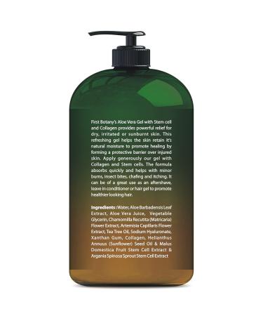 Pure Aloe Vera Gel with Stem Cells & Collagen - Natural Moisturizer for Skin, Hair, Sunburn & Acne - 16.9 fl oz - Buy Online on GoSupps.com