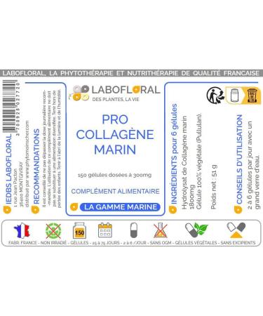 Pro Marine Collagen Labofloral 150 Capsules with a Strength of 300 mg - Food Supplement - Joints Skin Beauty - Made in France - Buy Online on GoSupps.com