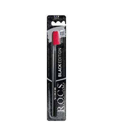ROCS Adult Toothbrushes - Medium Black Edition | Premium Oral Care | International Shipping Available - Buy Online on GoSupps.com