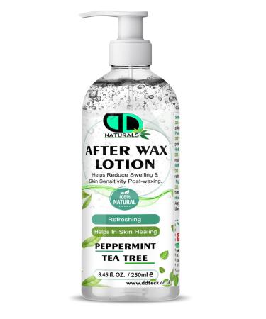 DD teck After-wax lotion with peppermint and tea tree oil Soothes and calms irritation prevents ingrown hairs and bumps fights bacteria and prevents infection for