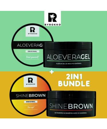 Shine Brown Byrokko Shine Brown Premium tanning accelerator cream 190 ml for sunbathing or outdoor use and aloe vera soothing after-sun moisturizing gel 200 ml Natural ingredients.