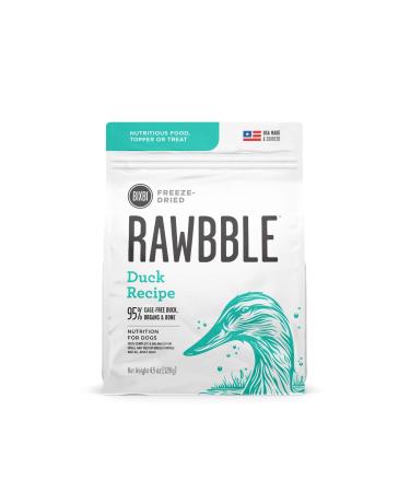 BIXBI Rawbble Freeze Dried Dog Food, Duck Recipe, 4.5 oz - 95% Meat and Organs, No Fillers - Pantry-Friendly Raw Dog Food for Meal, Treat or Food Topper - USA Made in Small Batches