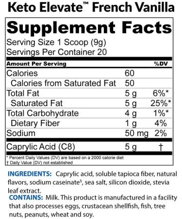 BioTrust Keto Elevate Pure C8 MCT Oil Powder - French Vanilla | Ketogenic Diet Supplement for Clean Energy, Mental Focus, and Clarity (20 Servings) - Buy Online on GoSupps.com