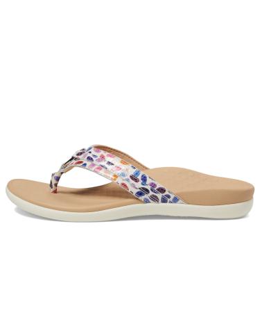 Vionic Women's Rest Aloe Toe Post Sandals- Supportive Everyday Flip Flop Sandals That Includes an Orthotic Insole and Cushioned Outsole for Arch Support Medium Width Sizes 5-12 9 White Multi Leather