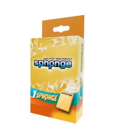 Super Absorbent Sponge By SPh2ONGE (Yellow) | Multi-Purpose | Designed to Hold 10x its Weight in Liquid | Re-usable | Perfect All Around Your Home | Effective on Every Surface | Drip-Free and Durable Yellow Block Sponge