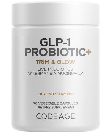 Codeage GLP-1 Probiotic+ - Live Probiotics Akkermansia Clostridium Bifidobacterium Chicory Inulin Probiotic Prebiotics & Postbiotics Supplement - 500 Million AFU 3-Month Supply - 90 Capsules