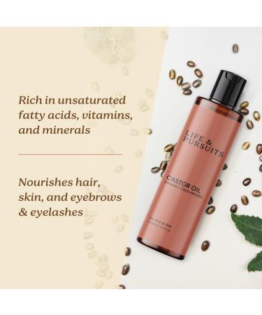 Life & Pursuits Organic Castor Oil - 100% Pure Cold-Pressed Hexane Free (6.8 Fl Oz) for Skin Scalp & Hair Care - Buy Online on GoSupps.com