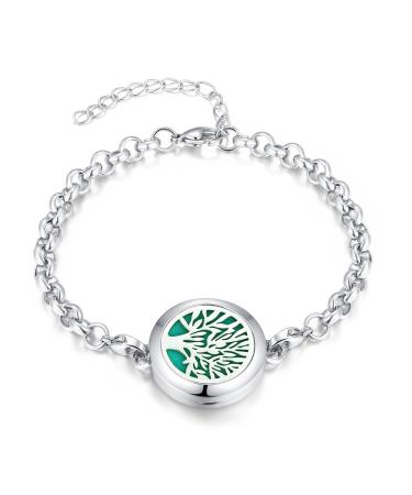 MESINYA 25mm tree of life Aromatherapy Essential Oils Diffuser Locket bracelet