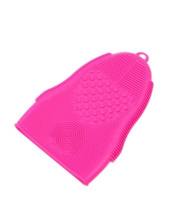 Stainless Steel Mirror Purse Makeup Brush Cleaning Pad Silicone Face Scrubber Gloves for Cleaning Brush Clean Cushion Massage Gloves Face Cleansing Pads Makeup Tool Cleaner Eggs 19x13cm Rosy