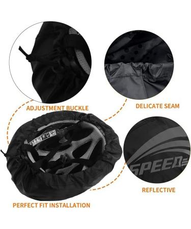 Reflective Bicycle Rain Hood | Waterproof Helmet Cover & Protection for All Helmets - Black - Buy Online on GoSupps.com