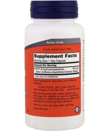 Now Foods 5-HTP 100 mg - 60 Veg Capsules for Mood Support & Relaxation - Buy Online on GoSupps.com