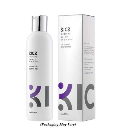 Kick Purple Shampoo for Blonde & Grey Hair - 8oz | Award-Winning Toning Formula to Neutralize Brassiness & Enhance Blonde Tones - Buy Online on GoSupps.com