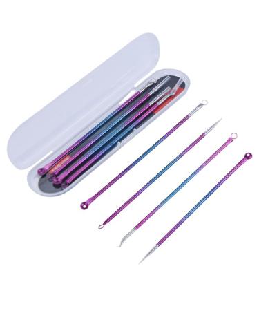 Rosarden Blackhead Remover Tool Kit 4 Pieces Comedone Extractor Tool Blemish Whitehead Removal Acne Needle Pimple Spot Popper Stainless Steel (Color) Gold