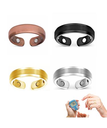 Blood Sugar Ring Control - Blood Glucose Control Ring, Magnetic Therapy Ring Opening Adjustable, Therapeutic Magnetic Therapy Ring for Blood Flow, Arthritis, and Joint Pain Relief (4pcs, Multicolor) 4pcs Multi Color