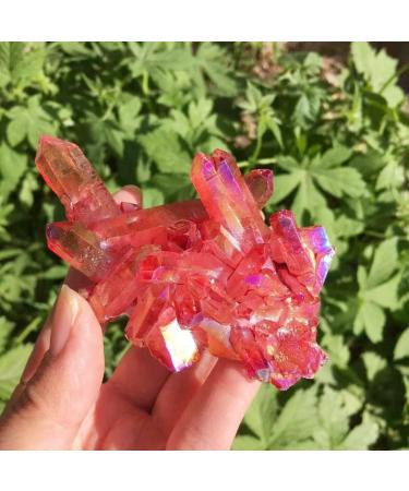 Crystal Hole Home Decoration Natural Crystal Red Angel Aura Quartz Cluster specimens Cured Titanium Coating Quartz Cluster Stones Crystal Hole (Size : 110-120g) - Buy Online on GoSupps.com