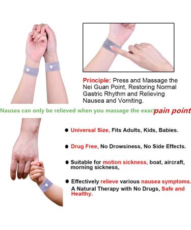 Acupressure Bracelets for Nausea Relief - 4 Anti-Nausea Bands for Adults & Kids | Safe Seasickness & Travel Solution - Buy Online on GoSupps.com