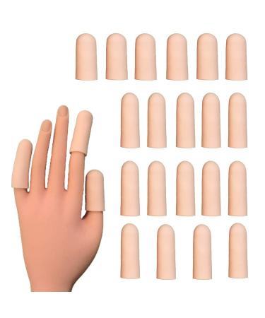 20 pieces Gel Finger Cots,Finger Protector, Silicone Finger Cap Finger Cover, Finger Support Sleeve for Trigger Finger, Hand Eczema, Finger Cracking and More Nude