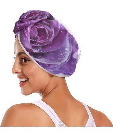 Purple Rose Dewdrop Hair Towel 2 Pack | Super Absorbent Quick Dry Hair Turbans for Women & Girls - Buy Online on GoSupps.com