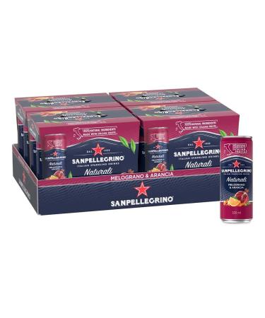 San Pellegrino Naturali Italian Sparkling Drink Melograno & Arancia Orange and Pomegranate 330 mL Can 24 Cans Total Aranciata Melograno Sparkling Drink