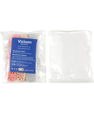 Vicloon Baby Fork and Spoon Set - 3Pcs Silicone Weaning Spoon Kit for Self Feeding, Easy Grip Toddler Cutlery in Grey/Orange/Pink - Buy Online on GoSupps.com