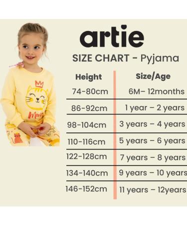 Artie Baby Girls Footless 100% Cotton Pajamas Set | Long Sleeve Nightwear for Kids | 2 Piece Outfit for 12M-8Yrs | Comfortable & Stylish | Pink, 5-6 Years - Buy Online on GoSupps.com