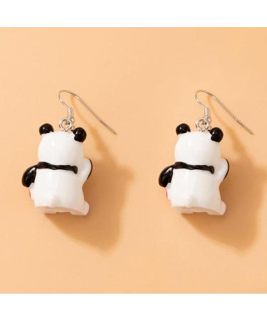 Feyley Bear Motif Earrings for Women & Girls | Cute Panda Trailer Style | Lightweight Cartoon Earrings - Buy Online on GoSupps.com