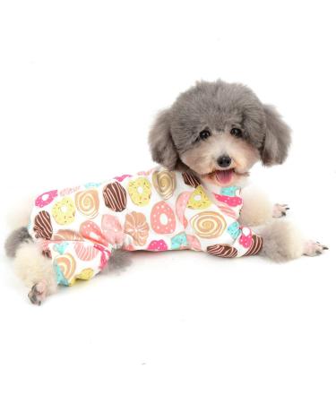 Zunea Little Dog Jumpsuit Pajama - Soft Cotton Donut Print Romper for Cats & Puppies | Four-Legged PJs (Size M Pack of 1) - Buy Online on GoSupps.com