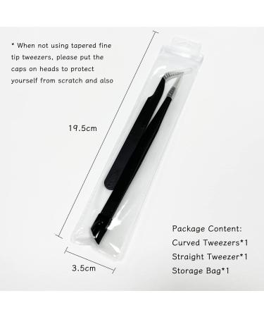 2 PCS Nail Art Tweezers Set - Straight and Curved Tip Rhinestone Stickers Picker Tweezers for Craft & Makeup - Black - Buy Online on GoSupps.com