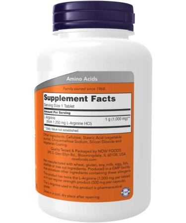 Now Foods L-Arginine 1000mg 120 Tablets (Pack of 3) - 360 Tablets Total - Buy Online on GoSupps.com