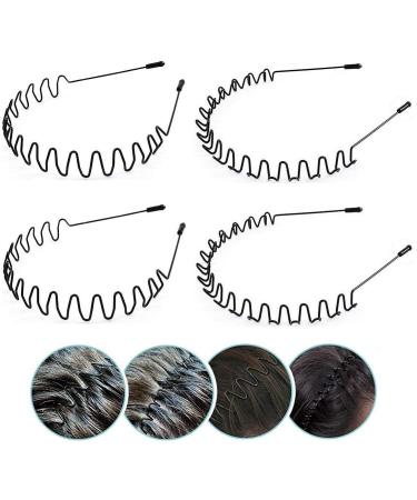 4 Pcs Headbands for Women Metal Hair Bands for Men Headbands for Men Hair Bands for Women Mens Headband Black Headband Hair Band Men Hair Accessories for Women